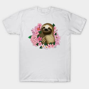 Sloth and Flowers T-Shirt